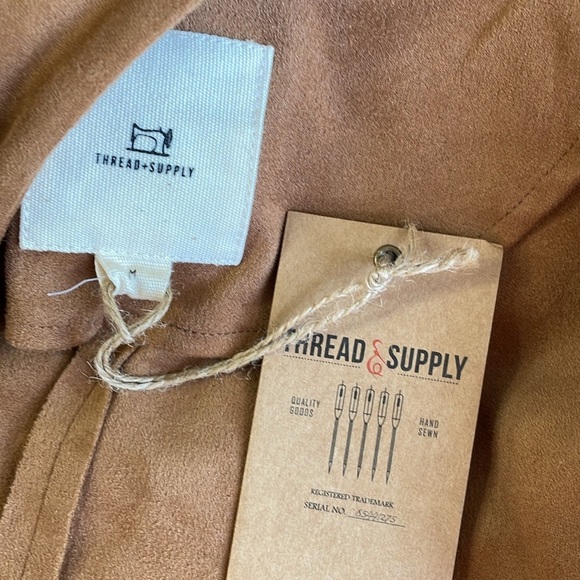 Thread & Supply Camel Faux Soft Suede Drape Jacket - Picture 5 of 6